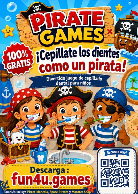 Pirate Games poster es with QR code